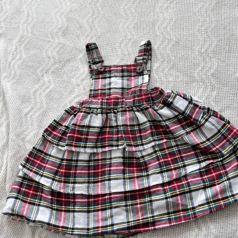 ❤️5 For $20❤️ Plaid Kids Jumper- Red and Green w Adjustable Straps❤️
